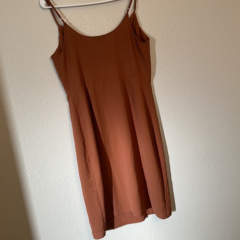 Rust Side Button Dress - Picture 3 of 5